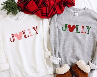 Jolly Mickey Tshirt/Sweatshirt || comfort colors, disney holiday shirt, disney shirt, disneyland, disney world, jolly christmas
