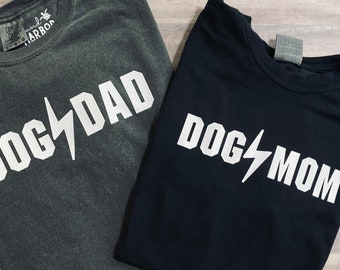 Dog Mom + Dog Dad Tees - Comfort Colors - Free Ship On Two Shirts || dog mom/dad shirt, gift for dog mom/dad, cat mom/dad