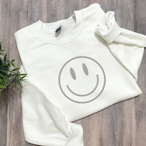 Smiley Face Sweatshirt / Tshirt || Comfort Colors Tees, Gildan Fleece Lined Sweatshirt