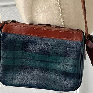 Vintage Polo Ralph Lauren Green Navy Black Plaid Crossbody Shoulder Bag