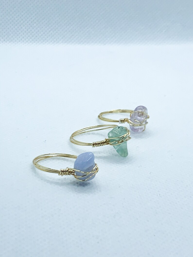 Crystal Healing Rings Wire Rings Dainty Gemstone Wire Wrapped Rings Gemstone Rings