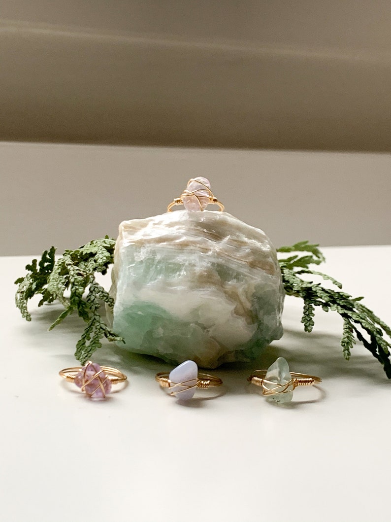 Crystal Healing Rings Wire Rings Dainty Gemstone Wire Wrapped Rings Gemstone Rings