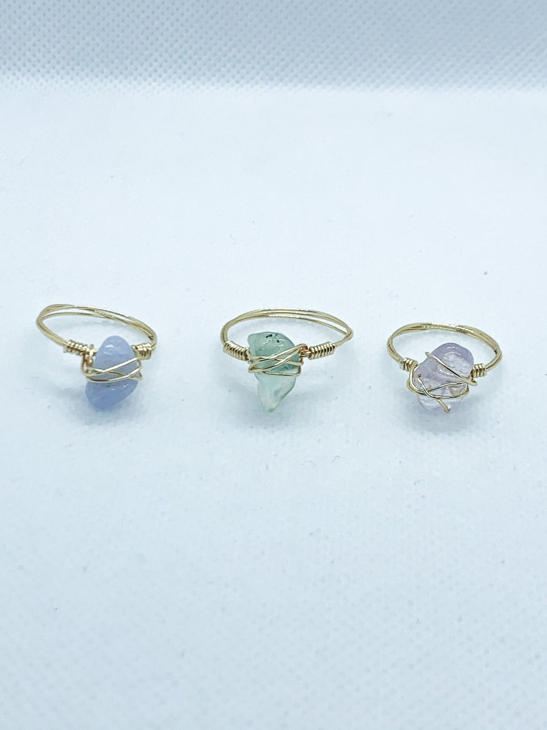Crystal Healing Rings Wire Rings Dainty Gemstone Wire Wrapped Rings Gemstone Rings