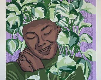 Pothos Queen Silkscreen Print 11x14”- Original Handprinted