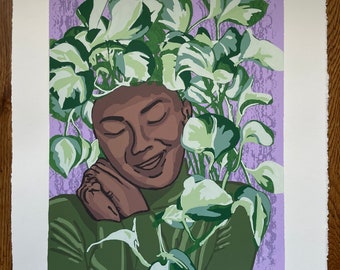 Pothos Queen| Handprinted Fine Art | Original Limited Edition Hand-pulled Screen print by R. Glazier