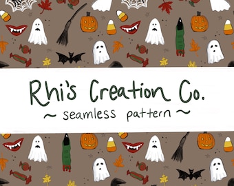 Handgezeichnete nahtlose gruselige Halloween Herbst Muster