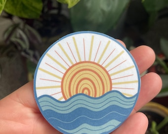 Sea sunrise small handmade sticker