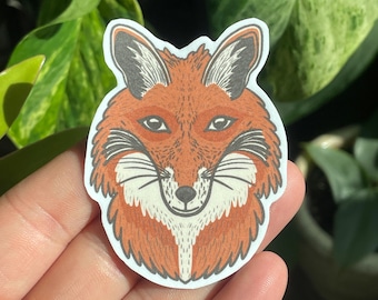 Fox Linocut Handmade Sticker