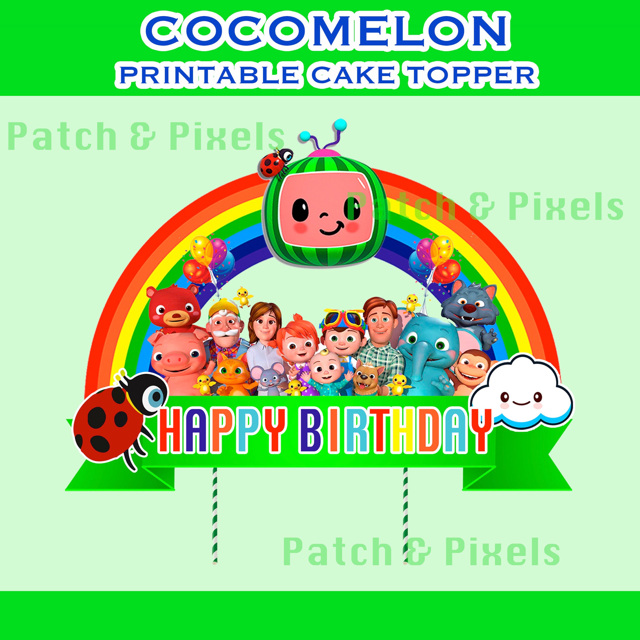 Cocomelon Cake Topper Cupcake Topper Printable Party - Etsy