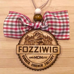 The Muppet Christmas Carol Ornament | 2025 | Fozziwig & Mom Rubber Chicken Factory Ornament | Engraved | Baltic Birch
