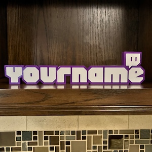 Twitch Style Personalized Name Plate. Authentic Font. Great gift for any Gamer. Personalized Gift. Video Game Gift. Streamer Gift.