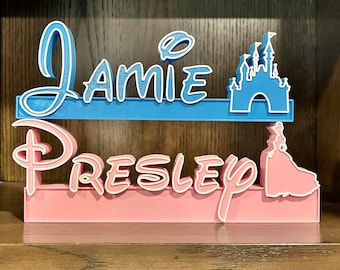 Disney Style Custom Personalized Name Plate. Optional Icon.