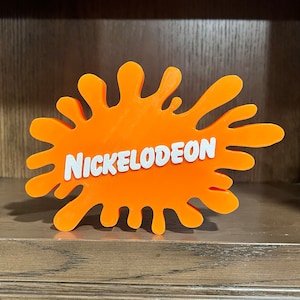 Nickelodeon Splat 3D printed Logo - Option for Shelf (Thick) or Wall Display (Thin - 3M Strip Included) - Collector Gift.