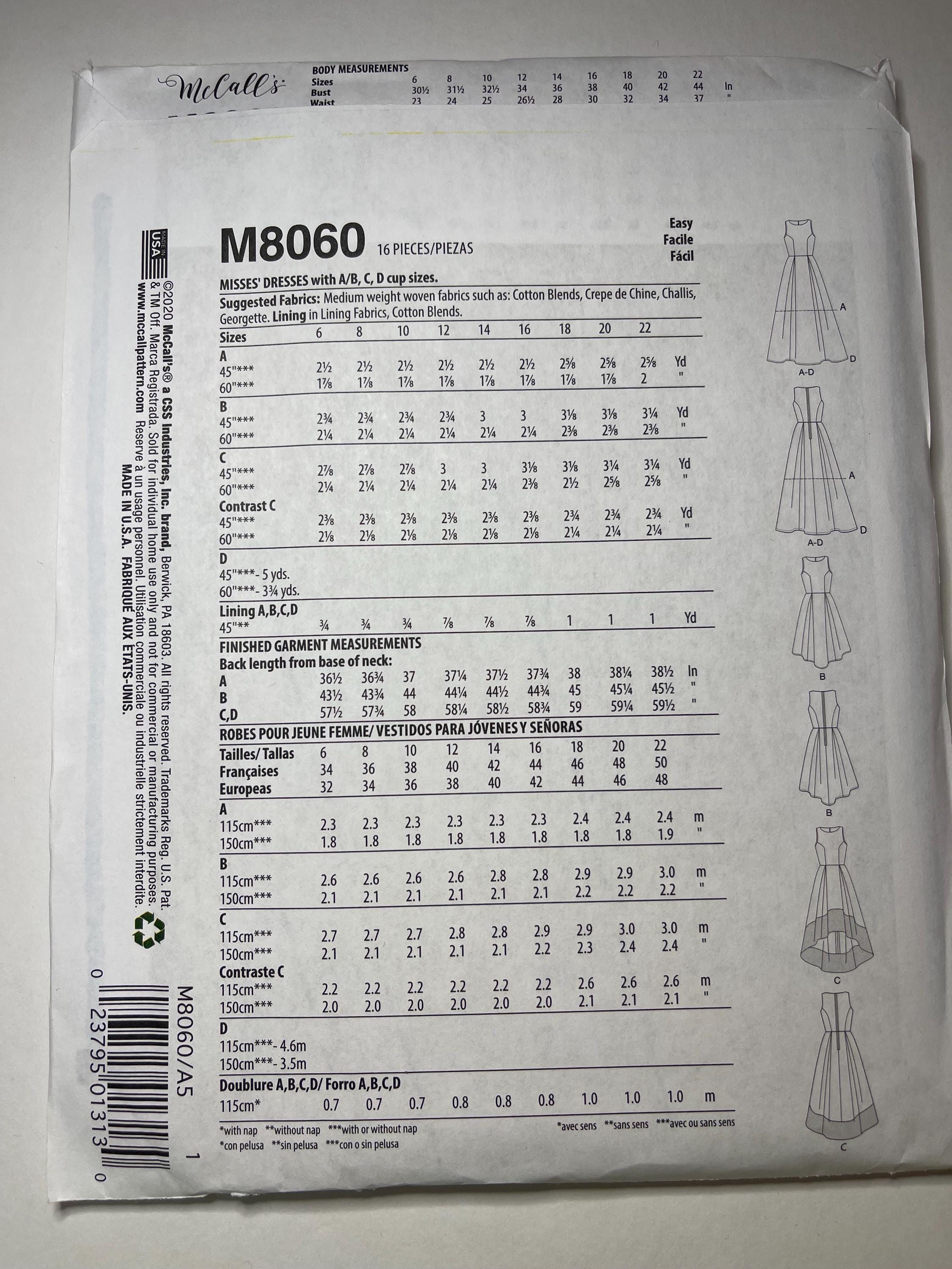 Mccall’s M8060 Sewing Pattern | Fitted Sleeveless Dress | Pleated Skirt ...