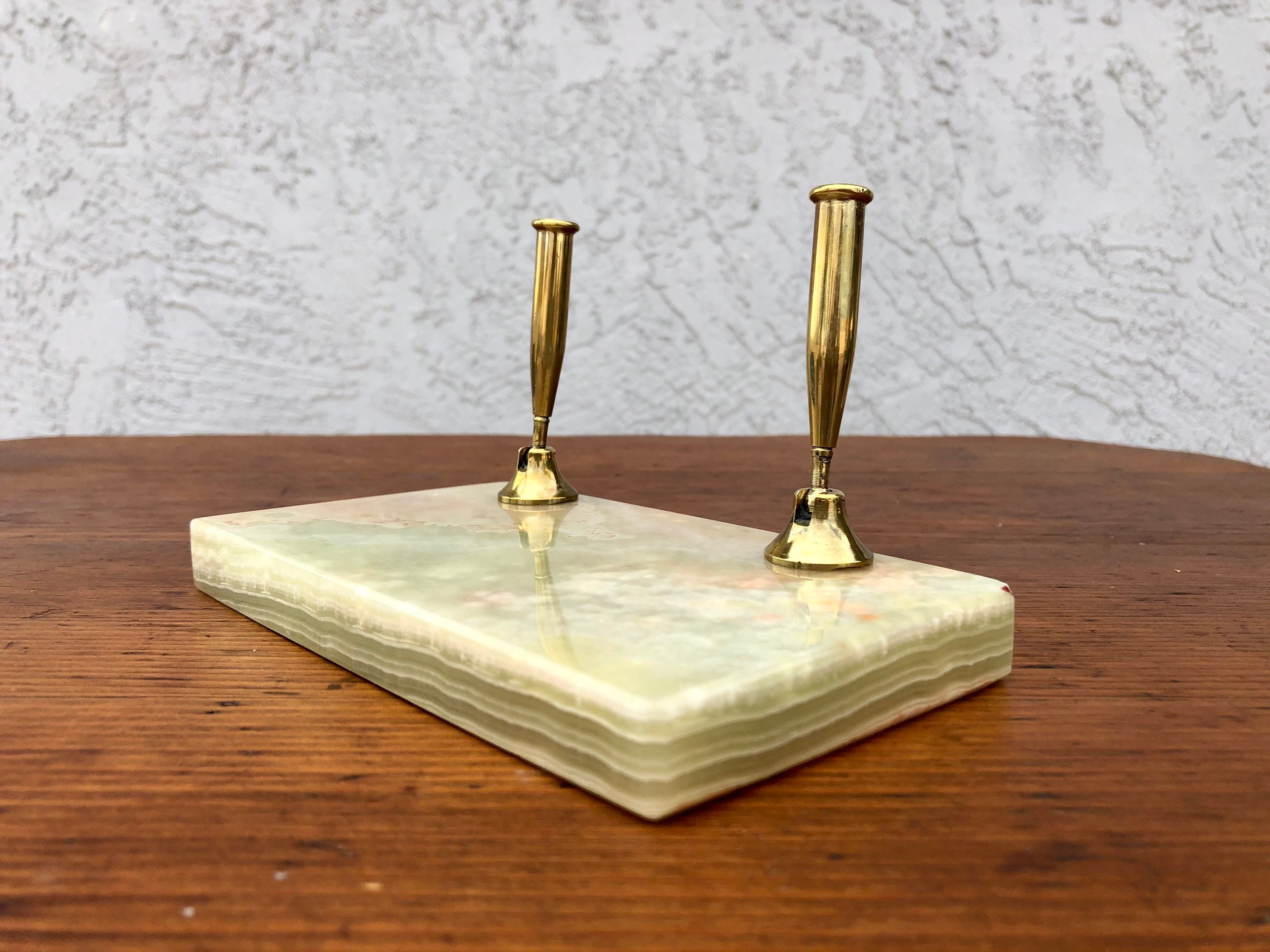 Vintage Green Onyx Executive Double Pen Holder Etsy