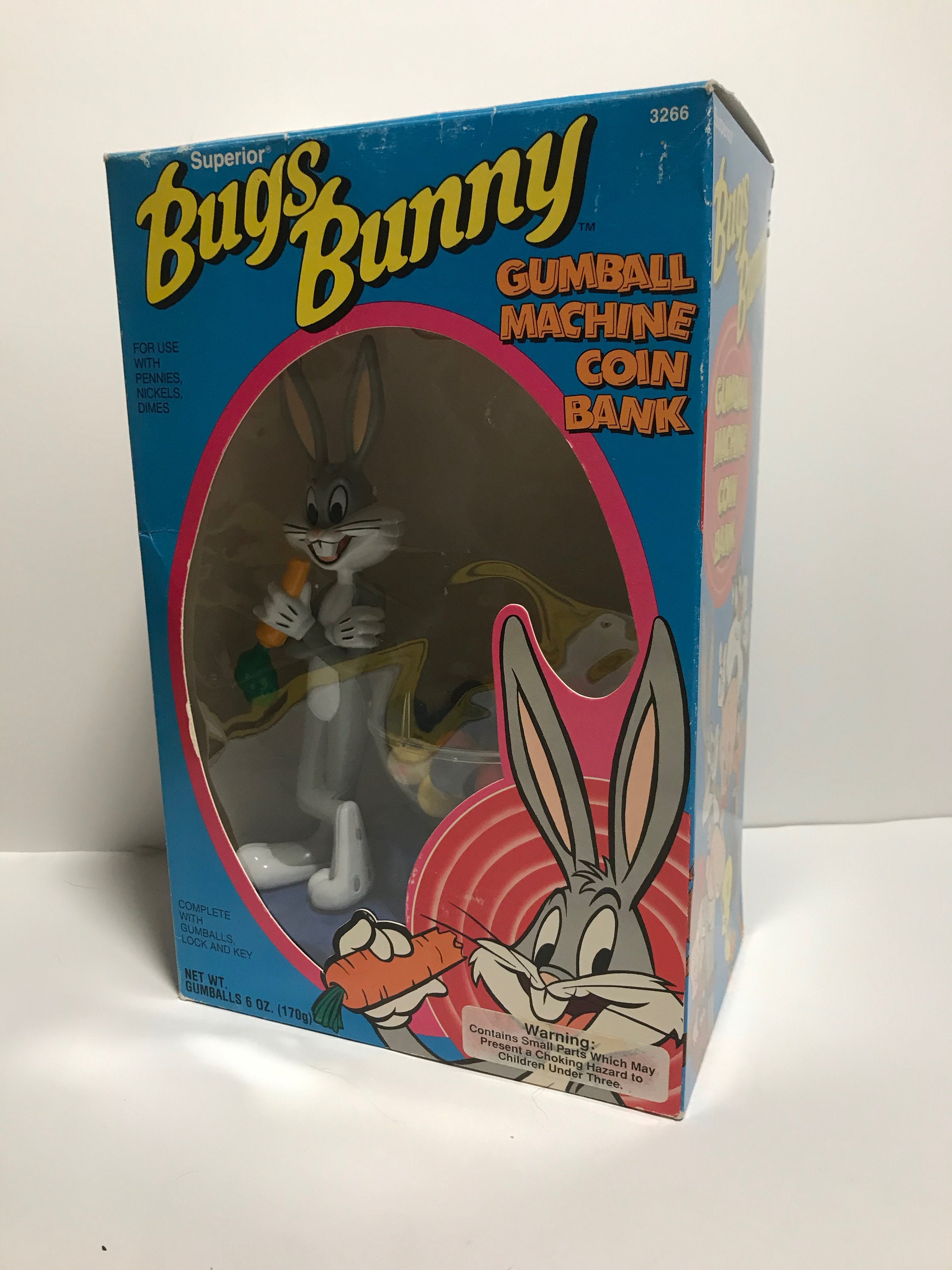 Vintage 1988 Bugs Bunny Looney Toons Plastic Kids Gumball Machine