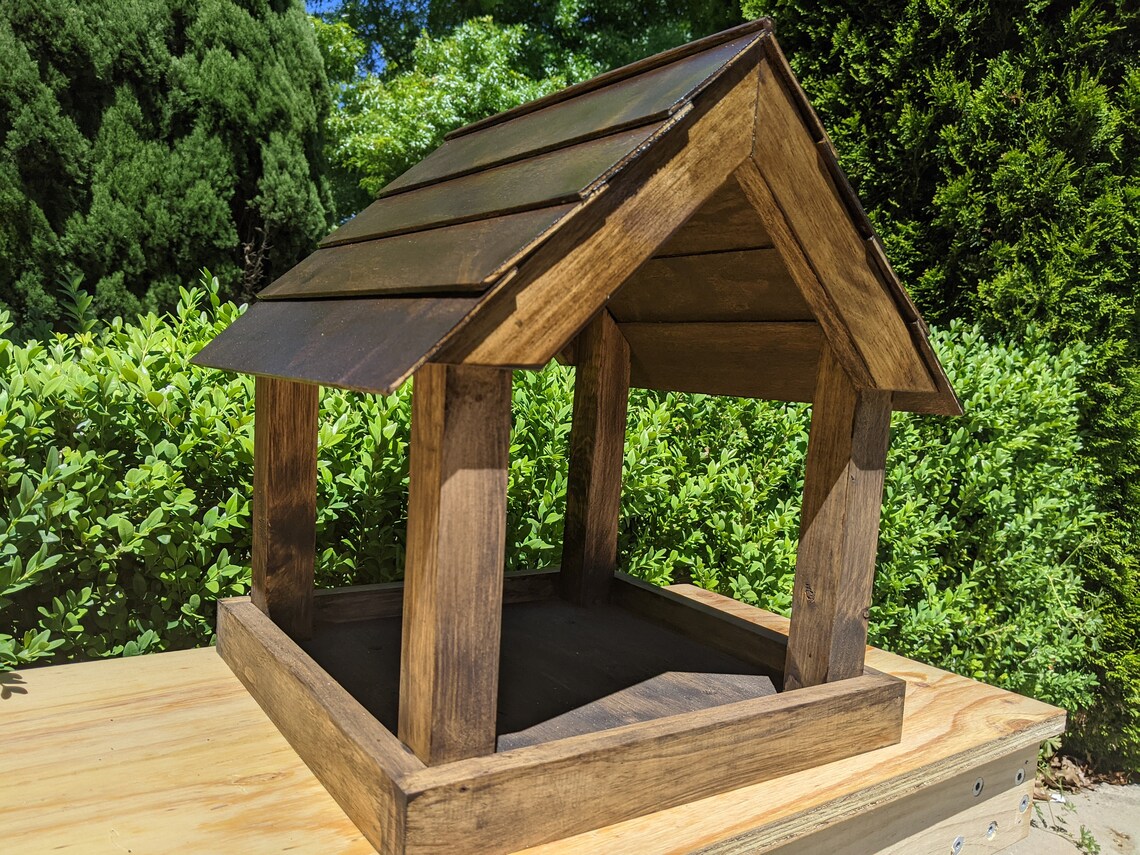 Large Traditional Pine Bird Feeder Etsy