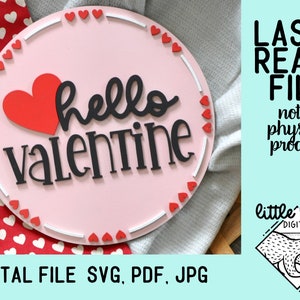 Digital Cut File - Valentine Door Sign in SVG, PDF, JPG