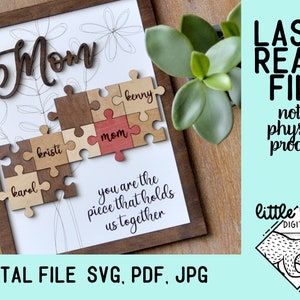 Digital File - Mom Puzzle Sign for Mother's Day with Space for Names