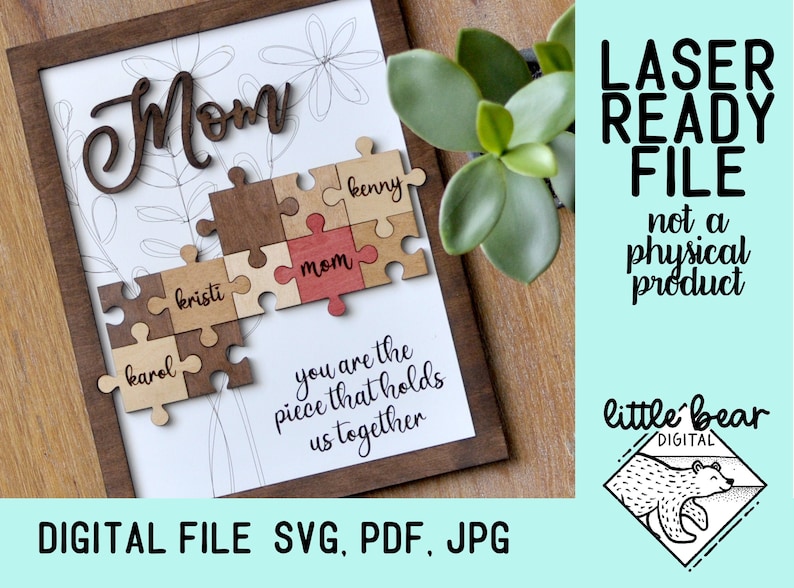 Digital File - Mom Puzzle Sign for Mother's Day with Space for Names 