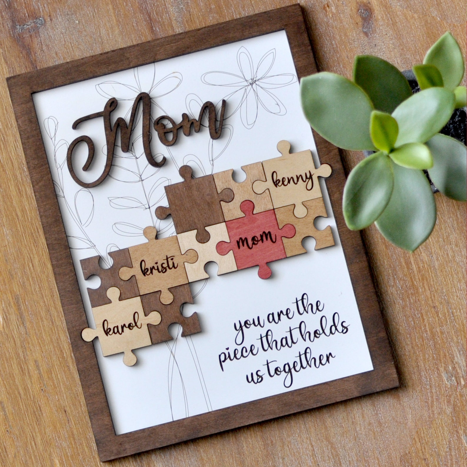 Digitale Datei Mama Puzzle Zeichen für Muttertag mit Platz für Namen