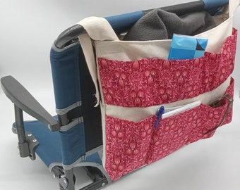 Wheelchair/Walker/Stadium Seat Bag - Red Flowers