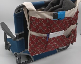 Wheelchair/Walker/Stadium Seat Bag - Burgundy Vines