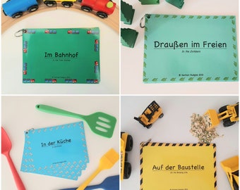 Bundle of 4 Nudgies German Bilingual Flashcards, Language Learning Cards, Home-schooling, Multilingual Learning.