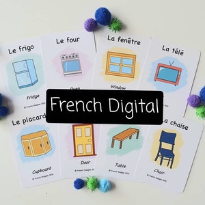 In my Home DIGITAL Download, French Bilingual Flashcards, French, Household Items, House and Home flashcards