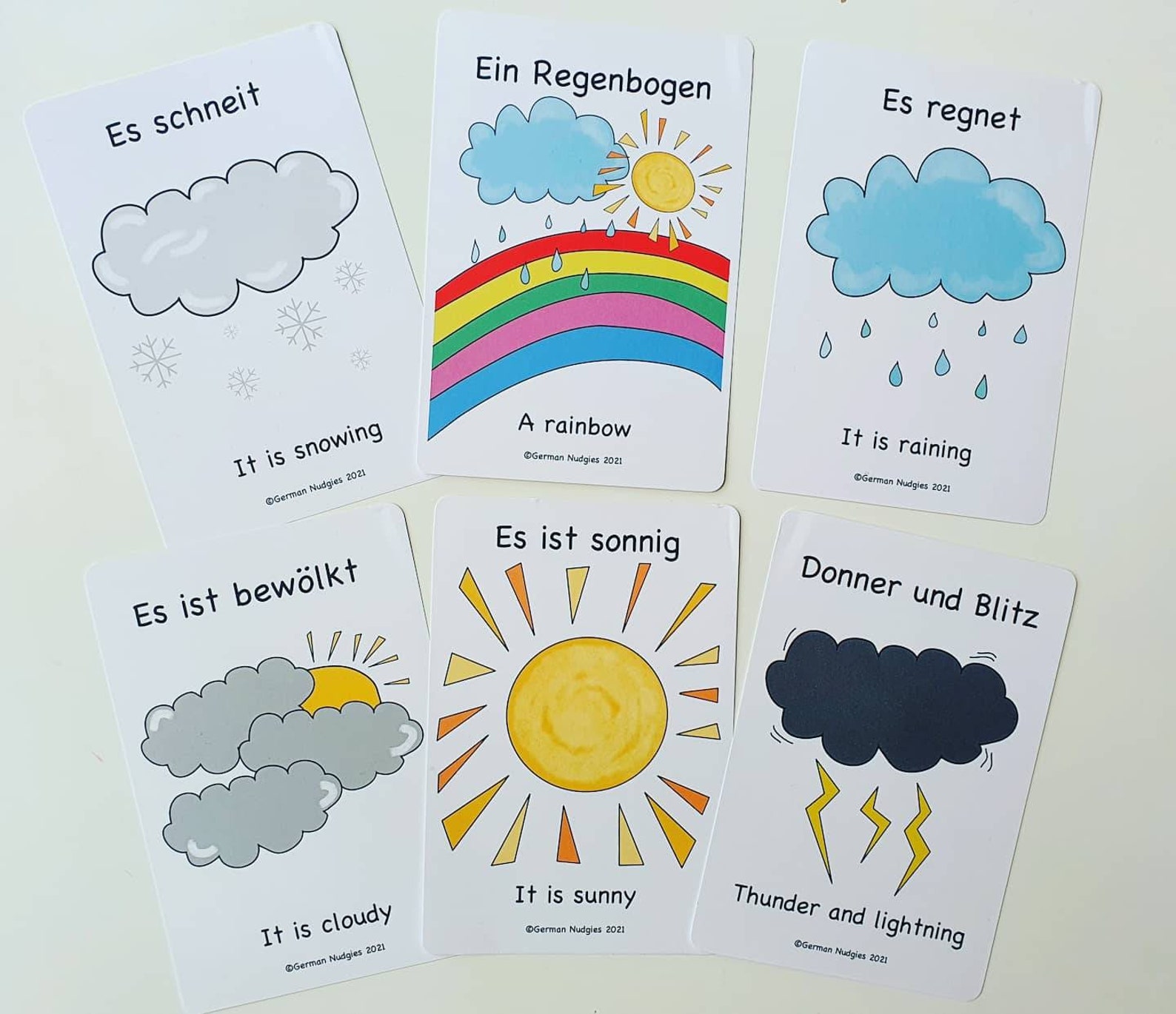 Météo et Saisons Bilingues cartes flash allemandes ressources Etsy