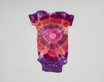 Tie Dye Onesie 6-9 months, Heart, Organic Cotton, Pink and Purple, Baby Shower Gift, Gift Under 20, Vibrant onesie, Cozy soft, Baby Girl