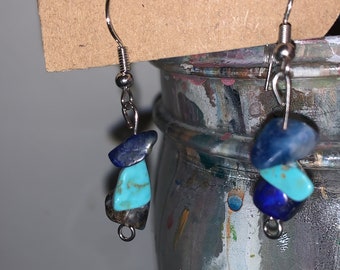 Lapis and turquoise stone earings