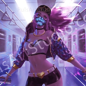 LoL/KDA Akali Print #2 (L Poster or XL Vinyl Canvas), by WLOP