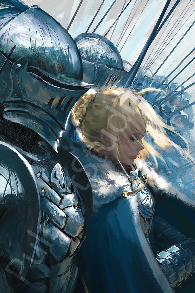 Fate/saber and Lancelot Print (L Poster or XL Vinyl Canvas) - Etsy