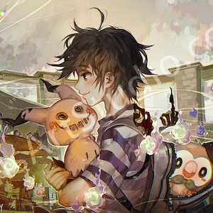 Pokemon/&quot;Sun & Mimikyu&quot; Print (L Poster or XL Vinyl Canvas)