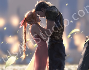 Final Fantasy 7 (ffvii)/zack & Aerith Print (L Poster or XL Vinyl