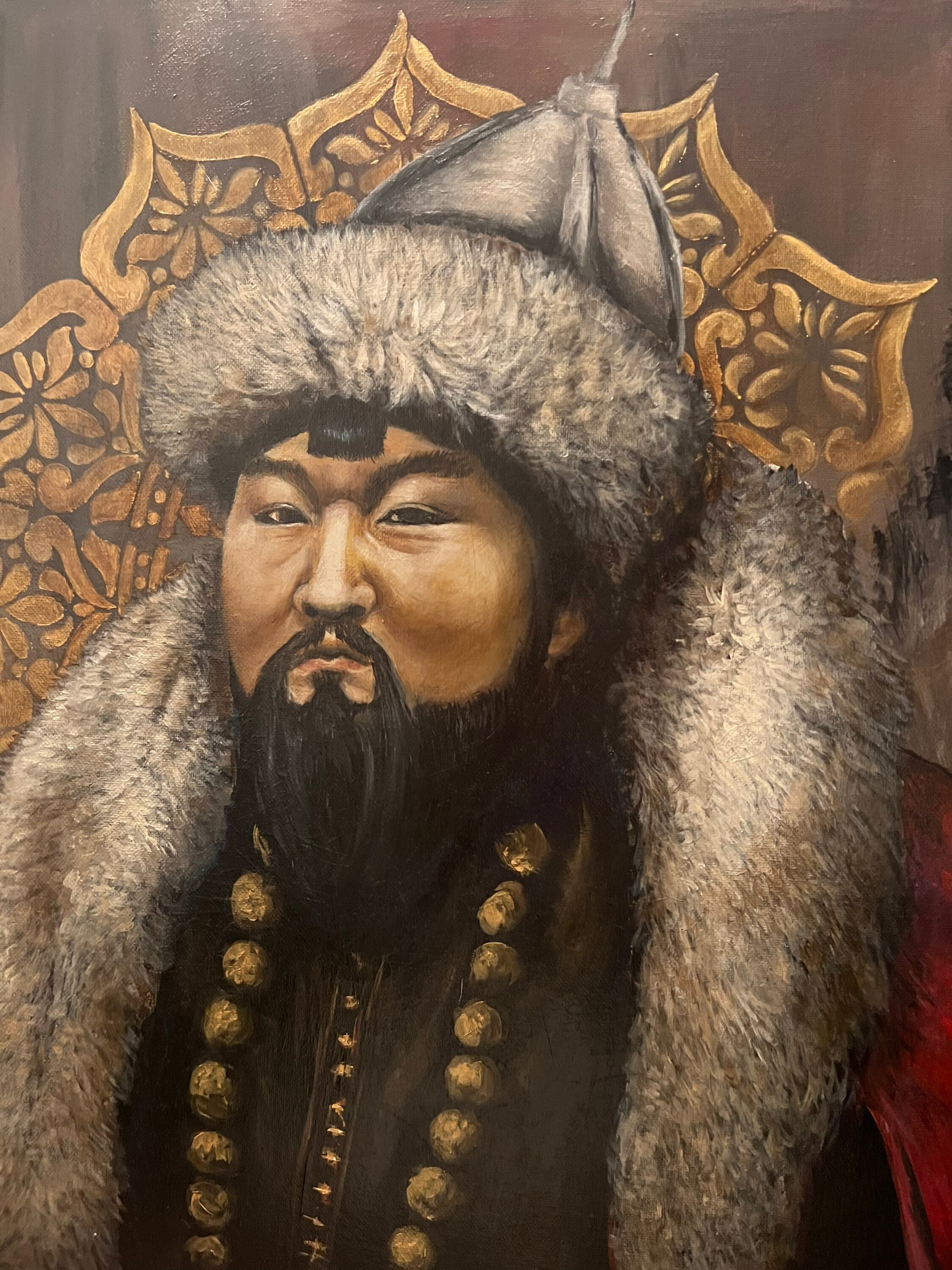 Genghis Khan 20x20 Hand Painted Acrylic Original On Stretched Canvas genghis-khan-20x20-hand-painted-acrylic-original-on-stretched-canvas