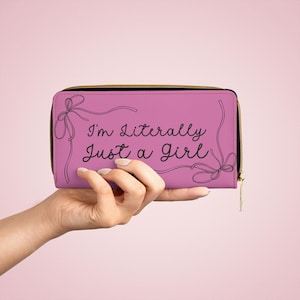 Bonita cartera rosa con cremallera, moderna cartera para niña, regalo divertido, elegante cartera de mano, para uso diario, regalo de cumpleaños, accesorio.