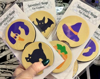 Dessous de verre d'Halloween | Inserts en néoprène pour porte-gobelet pour voiture | Choisissez votre ensemble de modèles