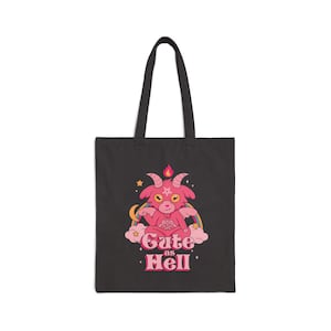 Cute As Hell Tote Bag | Pastel Goth Tote | Alt Fashion Bag | Pink Devil Tote | Feminist Gift | Lavender and Rage