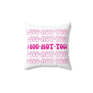 Vierkant kussen Fun 1-800-HOT-TOGO | Gezellig huisdecor, uniek cadeau, schattig bankaccessoire, speels kussen