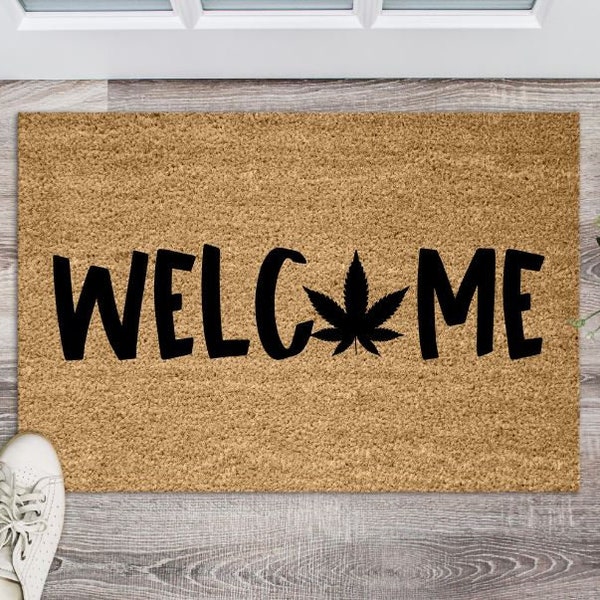 Welcome pot leaf doormat, smoke, cannabis Doormat