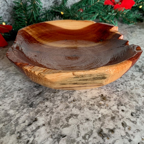 Cedar wood decorative bowl. Real wood cedar bowl.