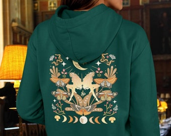 FAIRYCORE Clothing Goblincore Clothing Mushroom Shirt Fairy Grunge Mushroom Sweater Moth Shirt Moth Hoodie Mori Kei Trendy Hoodies Moon