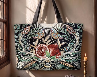 PERSEPHONE TOTE BAG Persephone Hades Greek Mythology Gifts | Pomegranate Tote Bag | Persephone Woven Tapestry Tote Bag | Dark Academia Tote