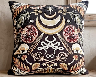 POMEGRANATE Pillow HADES Persephone Greek Mythology Woven Tapestry Pillow | Hades Woven Blanket Dark Academia Decor | Hades Wall Tapestry