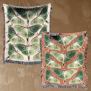 LUNA Moth Woven Blanket IN-STOCK Luna Moth Decor Moth Blanket Luna Moth Gifts | Last Minute Gift Whimsigoth Tapestry Blanket Luna Moth Wings
