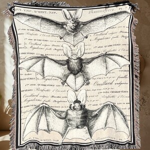 BAT WOVEN BLANKET Dark Academia Decor Bat Woven Tapestry Blanket Halloween Blanket Bat Blanket Woven Throw Blanket Bat Decor Vulture Culture