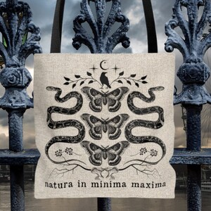 Dark Academia Tote Mushroom Tote Bag | Halloween Tote Bag | Crowcore Tote | MOTH Tote Bag | Goblincore Tote Fall Apparel | Mystical Tote Bag