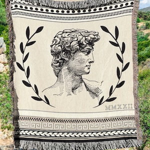 Dark Academia Decor Woven Blanket Greek Mythology DAVID Woven